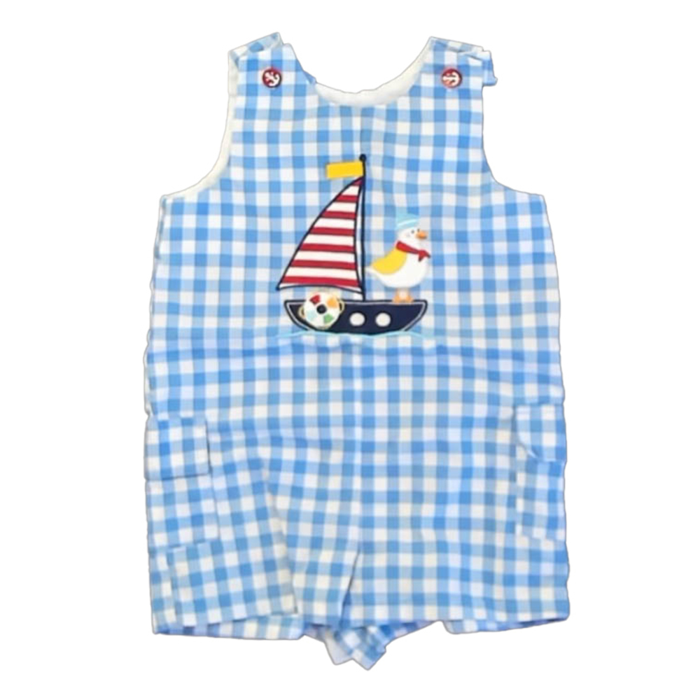 Good Lad Boys Blue | White Sailboat Romper size: 18 Months